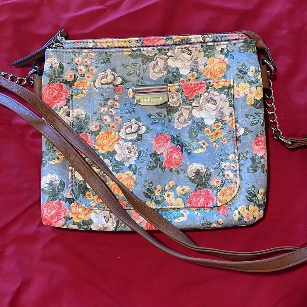 NWOT- Women's Rosetti Blue Floral Print Handbag Medium Sized - Picture 7 of 8